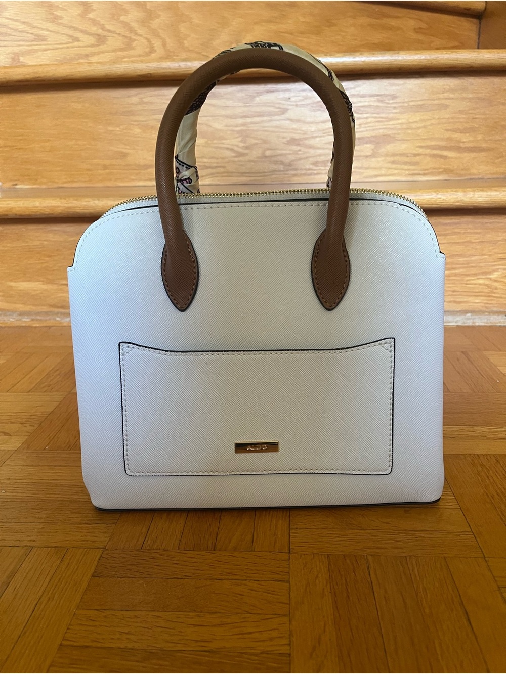 ALDO Light Pink & Brown Strap Satchel Bag